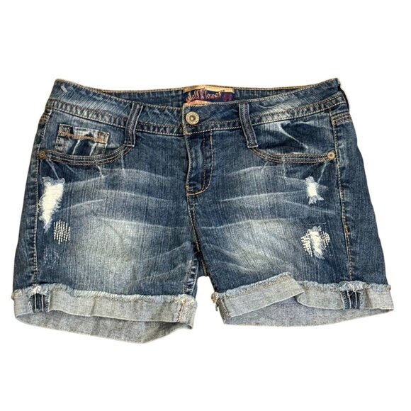 Wallflower Denim Shorts Womens Size 11 Frayed Hem Distressed Style Blue - Picture 1 of 4